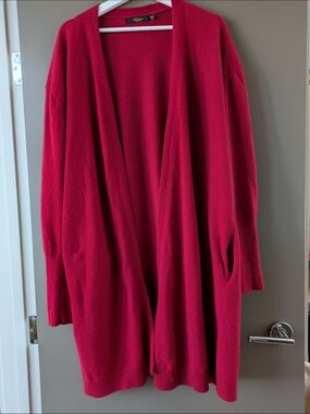 Wool And Cashmere Open-Front Oversized Cardigan Sweater - Red Made In Italy XXXL